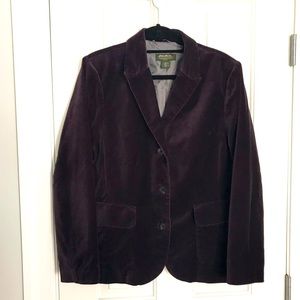 Gorgeous deep purple velvet Eddie Bauer blazer, sz 16